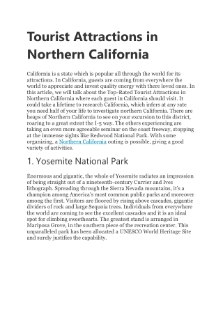 Tourist Attractions in Northern California