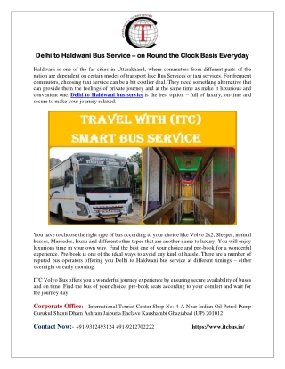 Delhi to Haldwani Bus Service – on Round the Clock Basis Everyday