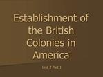 Establishment of the British Colonies in America