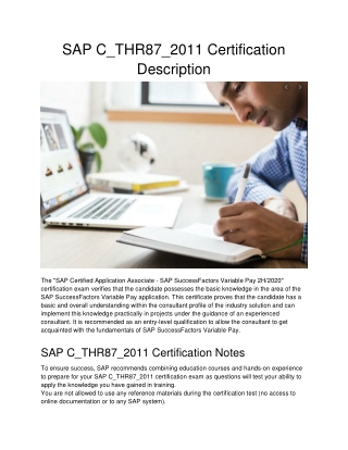 SAP C_THR87_2011 Certification Description