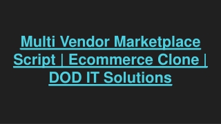 Multi Vendor Marketplace Script | Ecommerce Clone