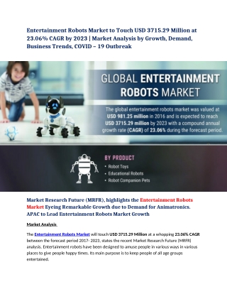 Entertainment Robots Market