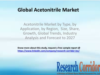 Acetonitrile Market by Type, by Application, by Region,  Size, Share, Growth, Global Trends, Industry Analysis and Forec