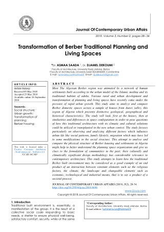 Transformation of Berber Traditional Planning and Living Spaces