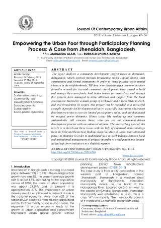 Empowering the Urban Poor through Participatory Planning Process: A Case from Jhenaidah, Bangladesh