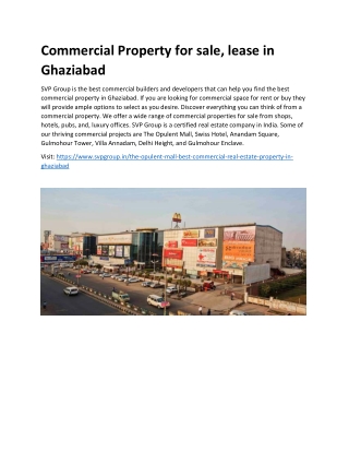 Commercial Property for sale, lease in Ghaziabad