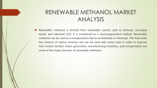 RENEWABLE METHANOL MARKET ANALYSIS