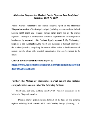 Molecular Diagnostics Market To Register Unwavering Growth By 2027