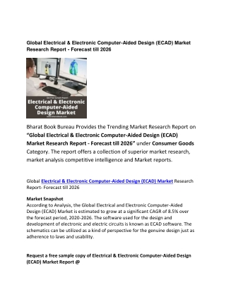 Global Electrical & Electronic Computer-Aided Design (ECAD) Market Forecast till 2026