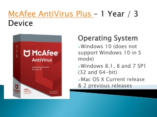 McAfee AntiVirus Plus – 1 Year / 3 Device