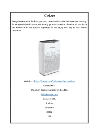 Air Purifier For Large Room USA | Colzer