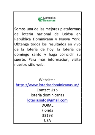 conozca la loteria dominicana de hoy