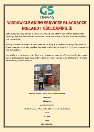 Window Cleaning Services Blackrock Ireland | Gscleaning.ie