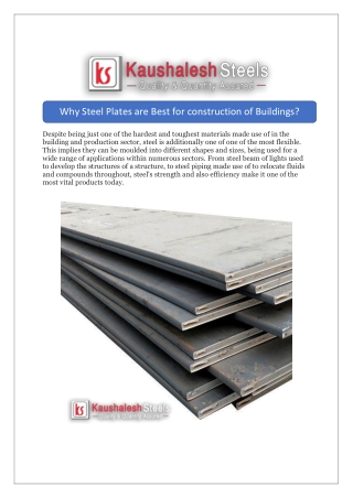 Why Steel Plates are Best for construction of Buildings?