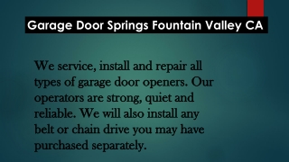 Garage Door Springs Fountain Valley CA