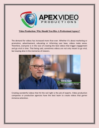 Video Production: Why Should You Hire A Professional Agency?