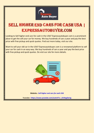 Sell Higher End Cars for Cash USA | Expressautobuyer.com