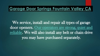 Garage Door Springs Fountain Valley CA