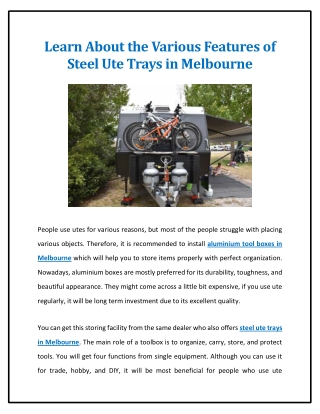 Learn About the Various Features of Steel Ute Trays in Melbourne