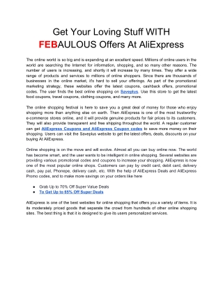 Get Your Loving Stuff WITH FEBAULOUS Offers At AliExpress