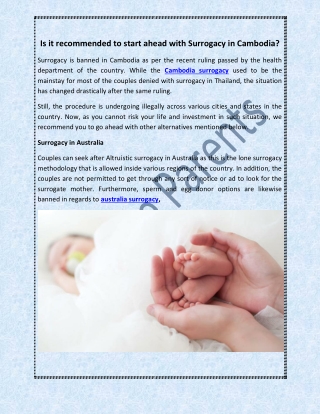 Is it Recommended to Start Ahead with Surrogacy in Cambodia?