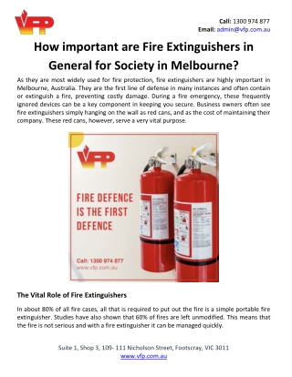 How important are fire extinguishers in general for society in Melbourne?