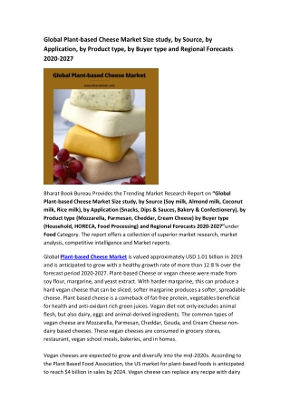 Global Plant-based Cheese Market Research Report 2020-2027