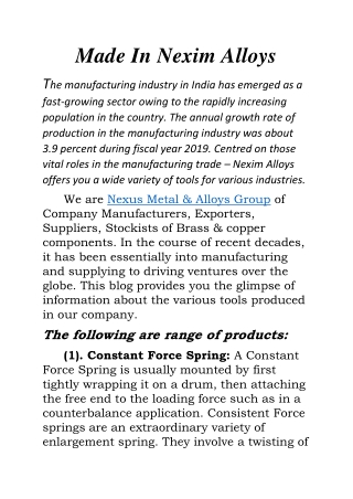 Metals Products at Nexim Alloys.