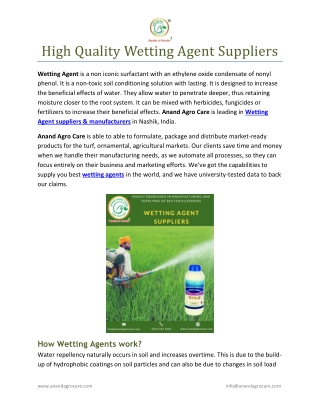 High Quality Wetting Agent Suppliers