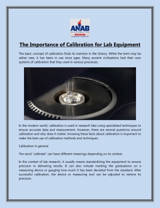 The Importance of Calibration for Lab Equipment