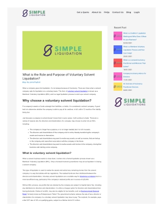 What is the Role and Purpose of Voluntary Solvent Liquidation?