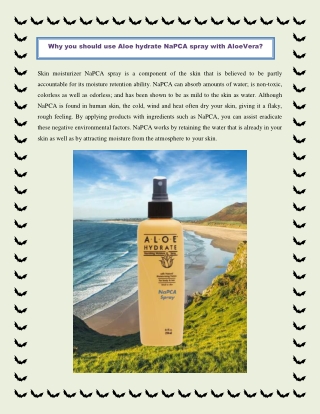 Why you should use Aloe hydrate NaPCA spray with AloeVera?