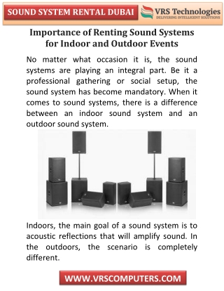 Renting Sound Systems for Indoor and Outdoor Events in Dubai