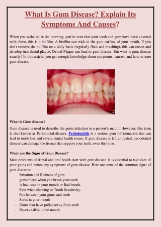 What Is Gum Disease? Explain Its Symptoms And Causes?
