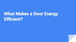 What Makes a Door Energy Efficient