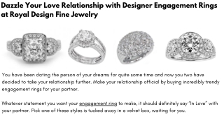 Dazzle Your Love Relationship with Designer Engagement Rings at Royal Design Fine Jewelry