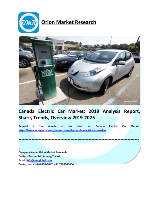 Canada Electric Car Market to 2025, Future Outlook, COVID-19 Impact Analysis, Forecast 2019-2025