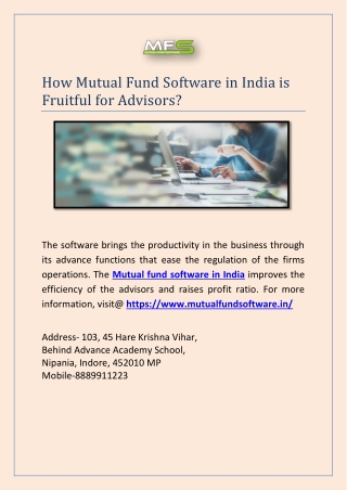 How Mutual Fund Software in India is Fruitful for Advisors?