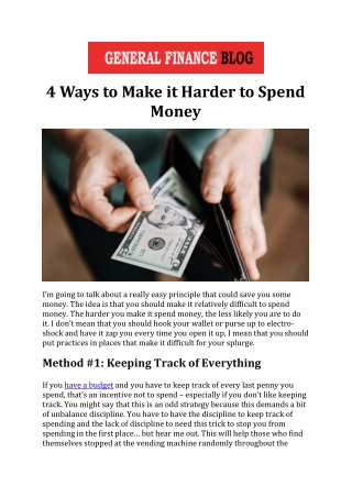 4 Ways to Make it Harder to Spend Money