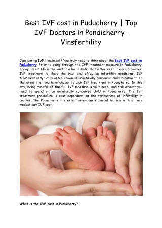 Best IVF cost in Puducherry | Top IVF Doctors in Pondicherry- Vinsfertility