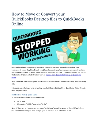 How to Move or Convert your QuickBooks Desktop files to QuickBooks Online