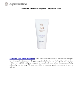 Best hand care cream Singapore - Augustinus Bader