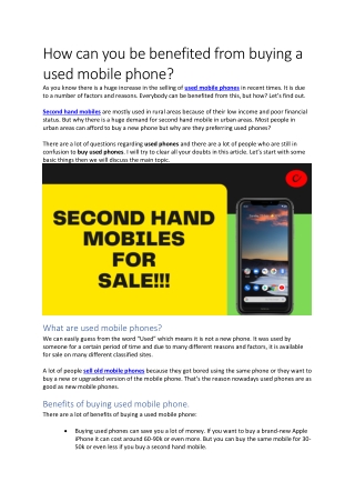 How can you be benefited from buying a used mobile phone?