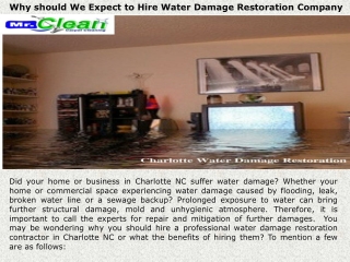 Why should we expect to hire water damage restoration Company