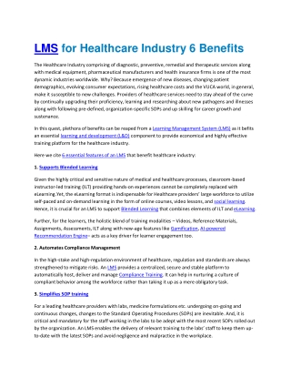LMS for Healthcare Industry 6 Benefits
