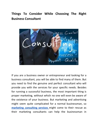 Things To Consider While Choosing The Right Business Consultant