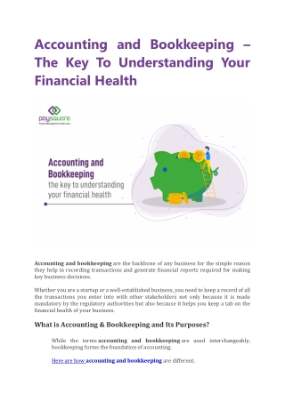 Accounting and Bookkeeping The Key To Understanding Your Financial Health