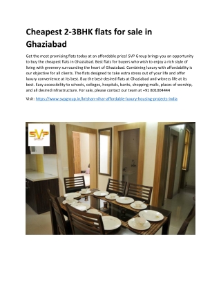 Cheapest 2-3BHK flats for sale in Ghaziabad