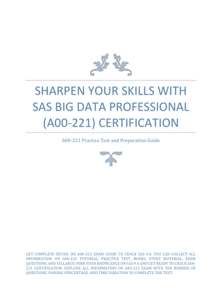 Sharpen Your Skills with SAS Big Data Professional (A00-221) Certification