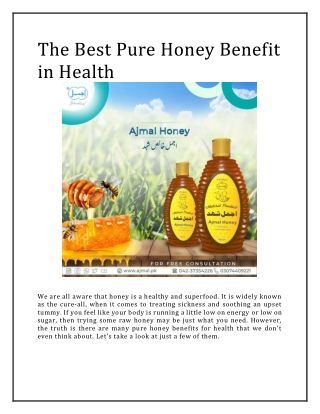 The Best Pure Honey Benefits in Health and Beauty